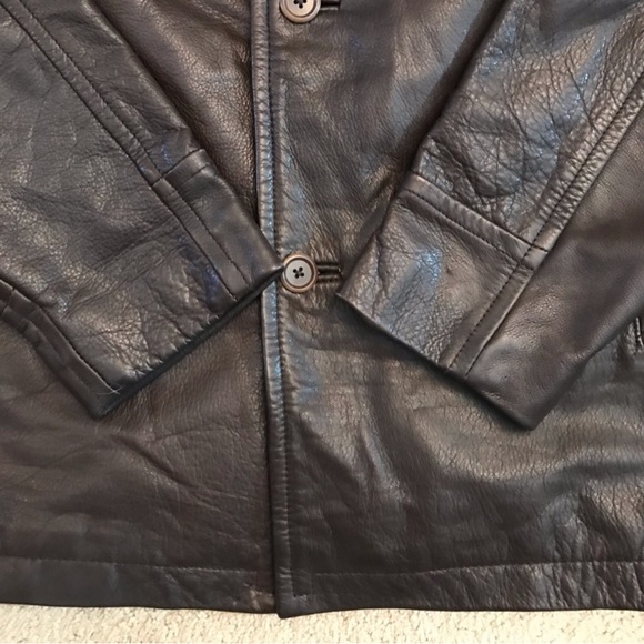 Gap Brown Leather Jacket Coat Adult Size Small Insulated Quilted Lining Mens - Picture 6 of 13